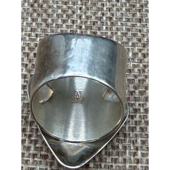 Sterling Silver Multi-Color Inlay Ring – Bold Modernist Statement, Size 7 - Picture 3 of 7